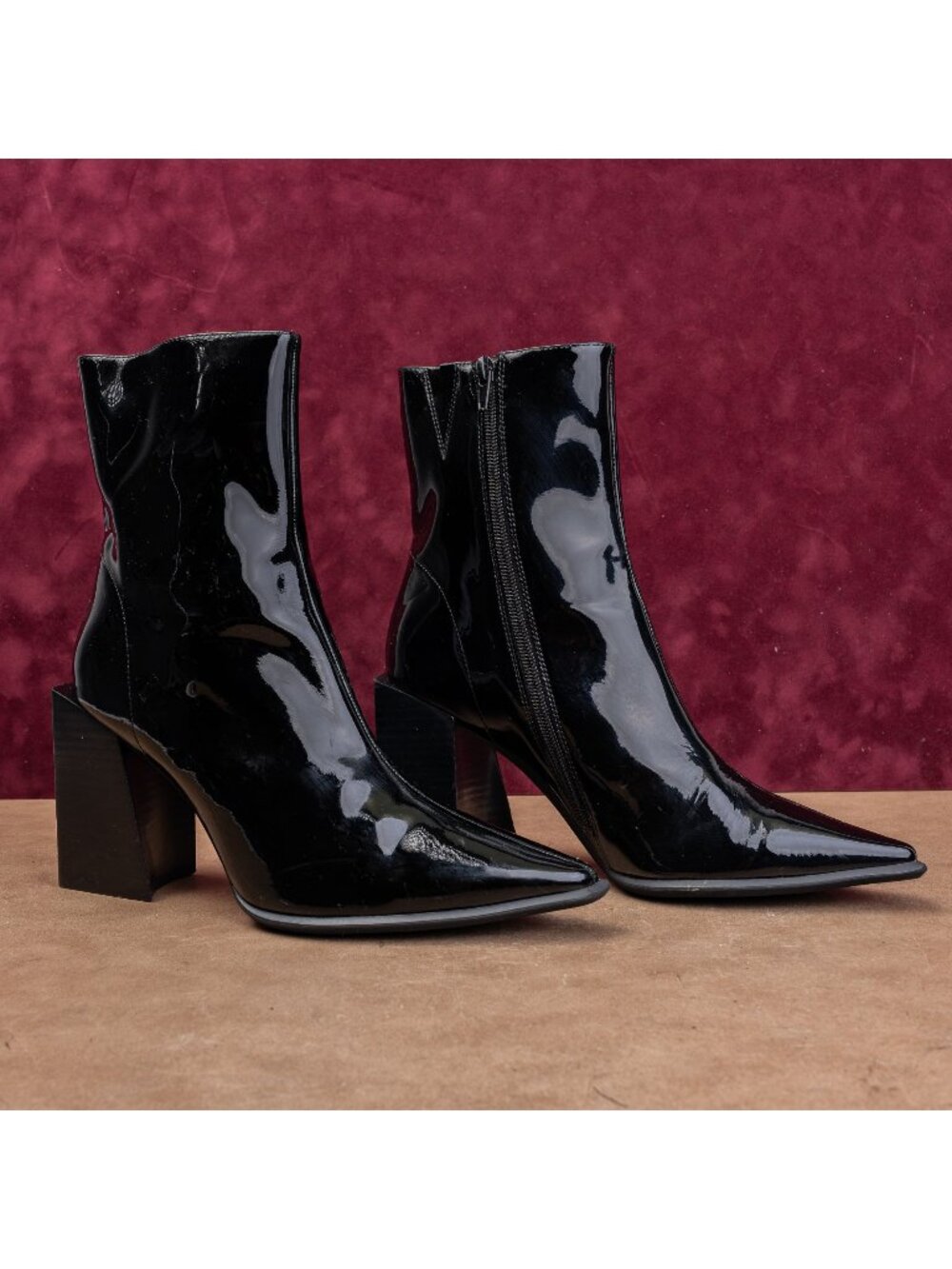 Jeffrey Campbell Siren Y2K Patent Leather Pointy Toe Fashion Boots Sz 8.5